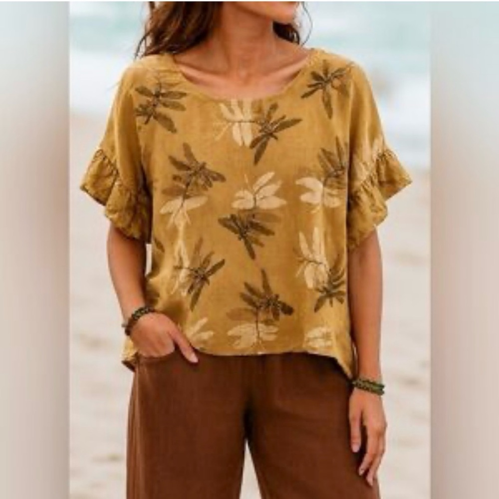 Elena Baldi Linen Dragonfly Top